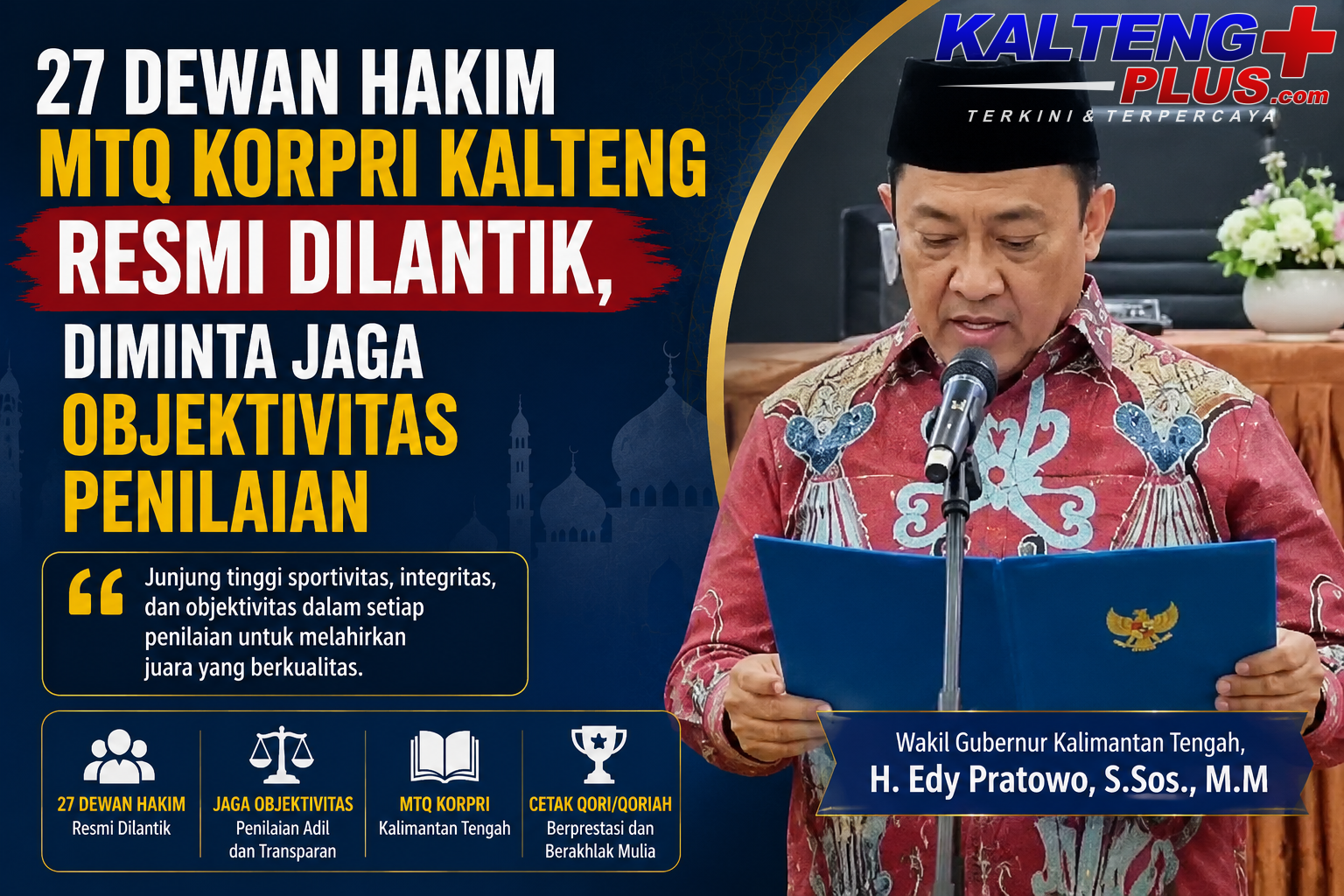 27 dewan hakim mtq korpri kalteng resmi dilantik diminta jaga objektivitas penilaian