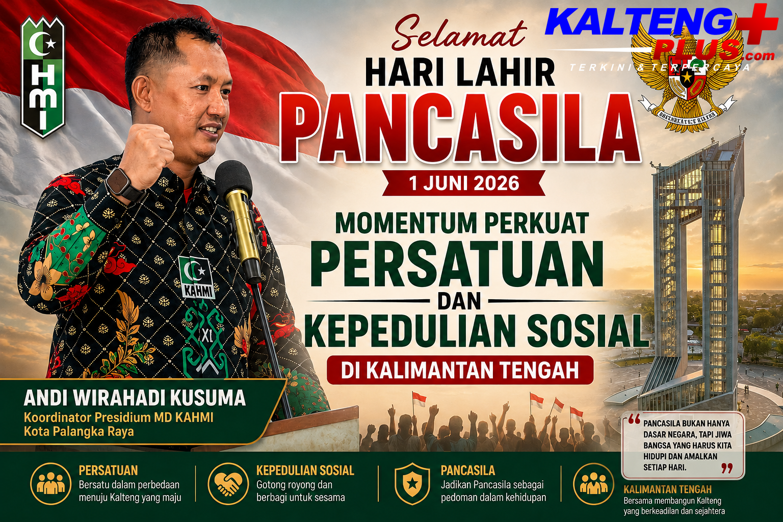 Andi wirahadi kusuma sebutkan Hari Lahir Pancasila Momentum Perkuat Persatuan dan Kepedulian Sosial di Kalimantan Tengah