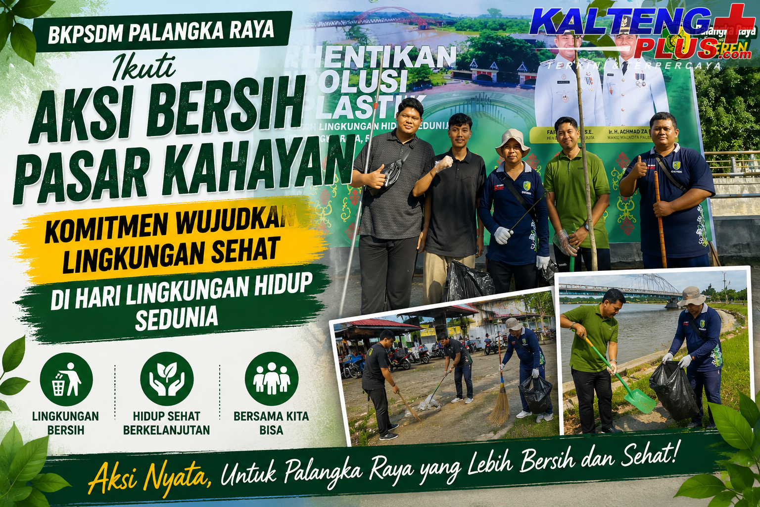 BKPSDM Palangka Raya Ikuti Aksi Bersih Pasar Kahayan Komitmen Wujudkan Lingkungan Sehat di Hari Lingkungan Hidup Sedunia