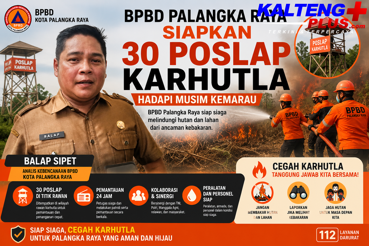 BPBD Palangka Raya Siapkan 30 Poslap Karhutla Hadapi Musim Kemarau