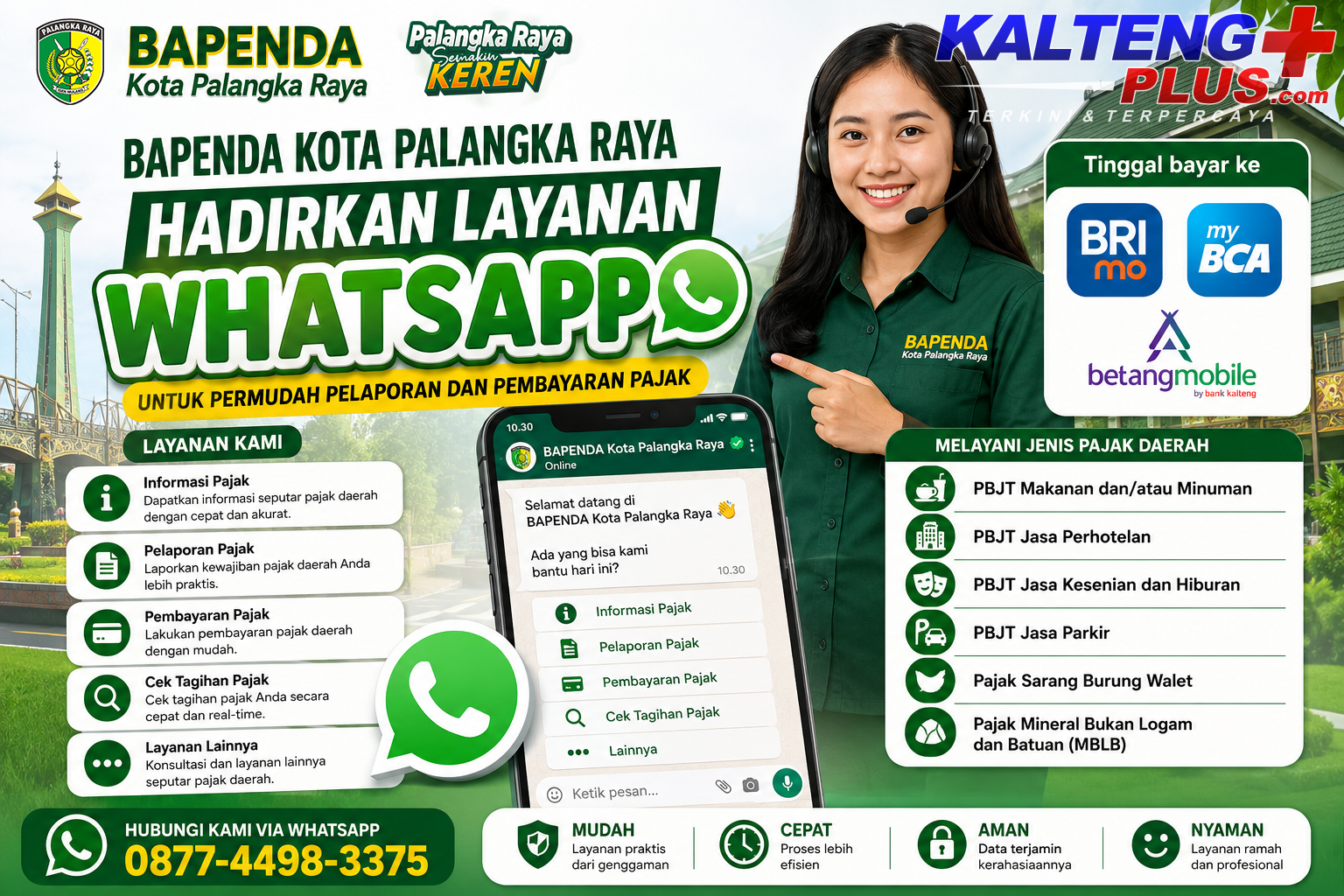 Bapenda Palangka Raya Hadirkan Layanan WhatsApp untuk Permudah Pelaporan dan Pembayaran Pajak
