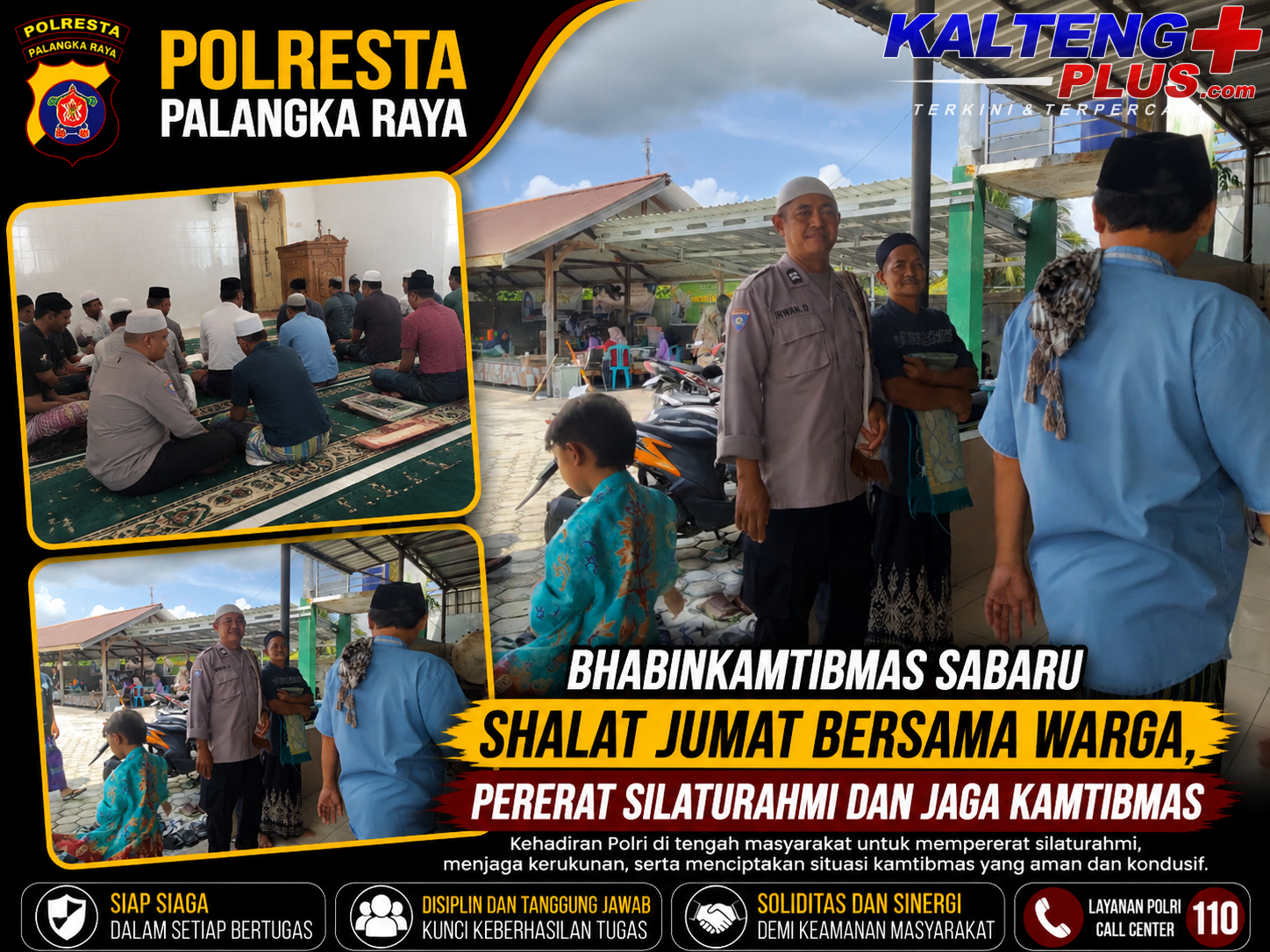 Bhabinkamtibmas Sabaru Shalat Jumat Bersama Warga Pererat Silaturahmi dan Jaga Kamtibmas