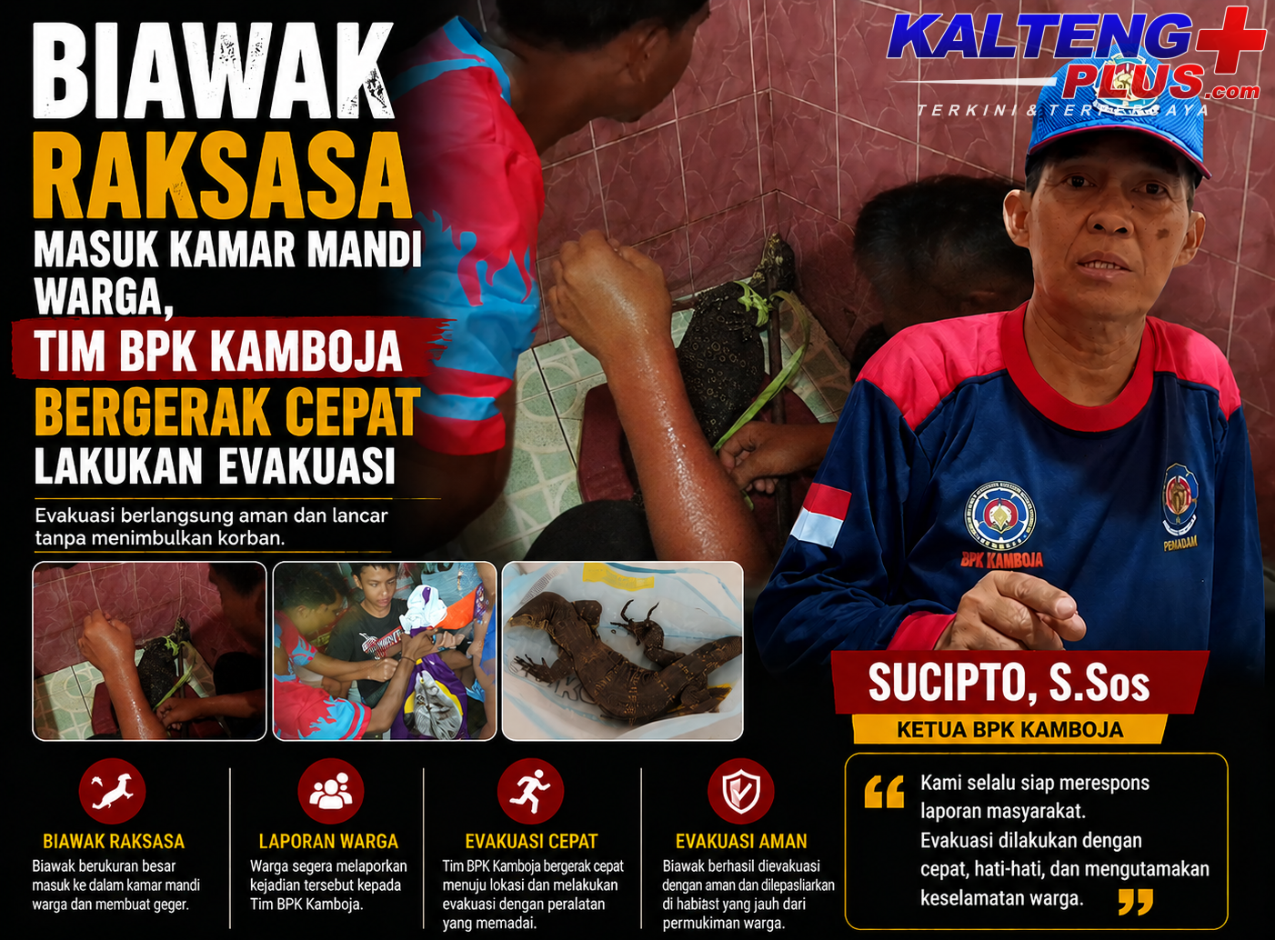 Biawak Raksasa Masuk Kamar Mandi Warga Tim BPK Kamboja Bergerak Cepat Lakukan Evakuasi