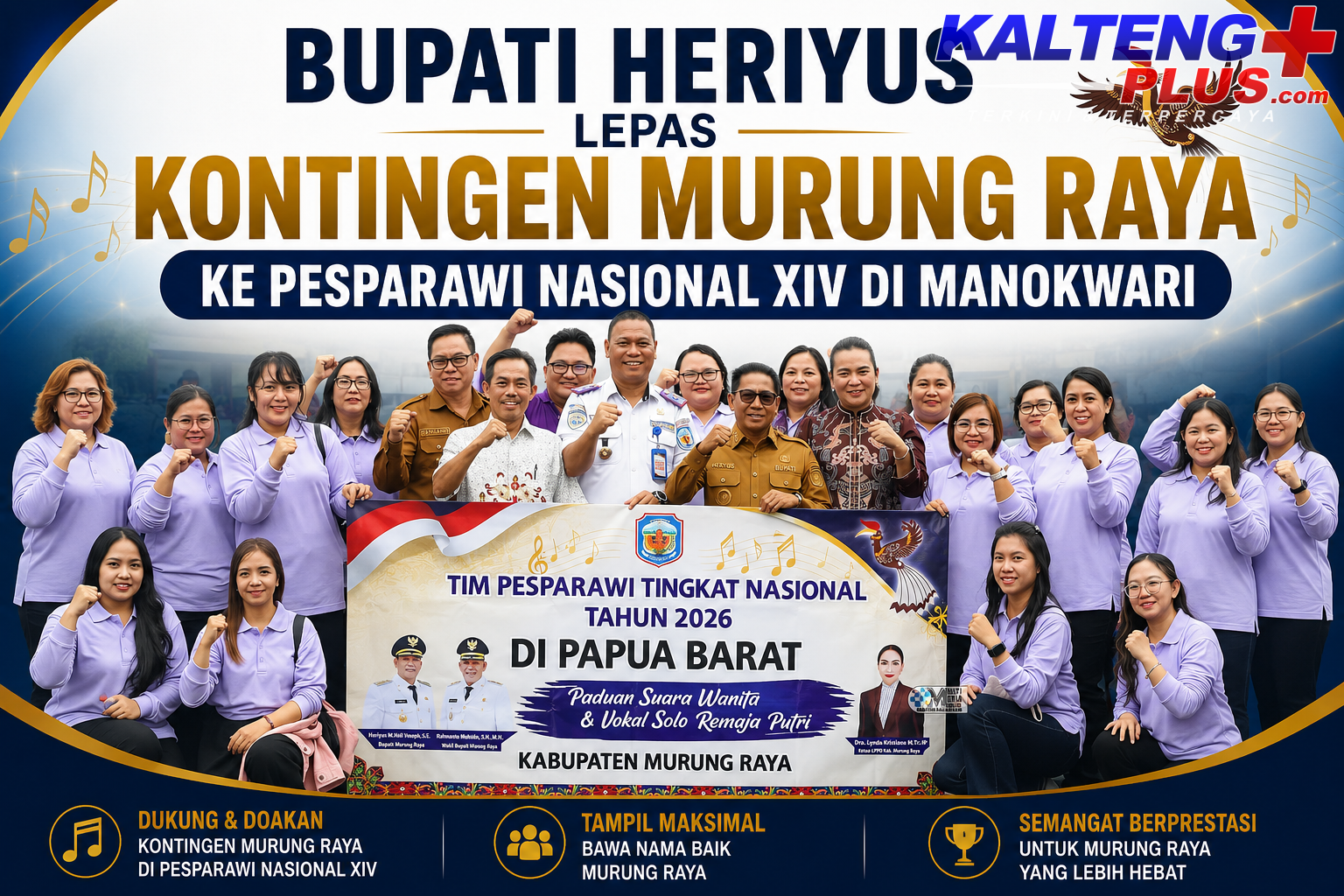 Bupati Heriyus Lepas Kontingen Murung Raya ke Pesparawi Nasional XIV di Manokwari