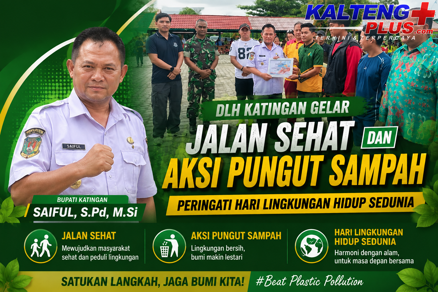 DLH Katingan Gelar Jalan Sehat dan Aksi Pungut Sampah Peringati Hari Lingkungan Hidup Sedunia