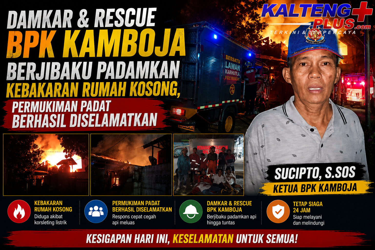 Damkar Rescue BPK Kamboja Berjibaku Padamkan Kebakaran Rumah Kosong Permukiman Padat Berhasil Diselamatkan 2