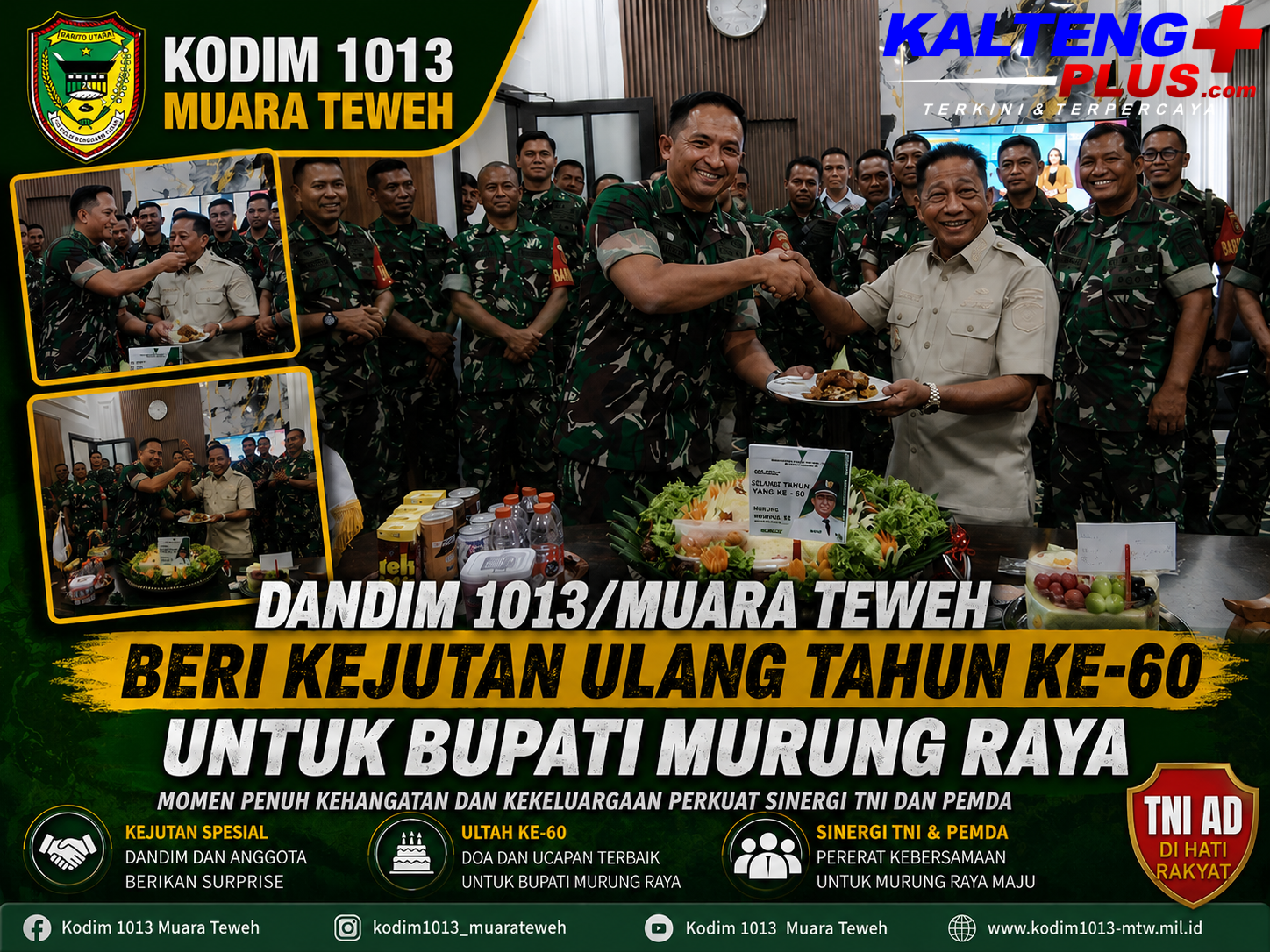 Dandim 1013Muara Teweh Beri Kejutan Ulang Tahun ke 60 untuk Bupati Murung Raya