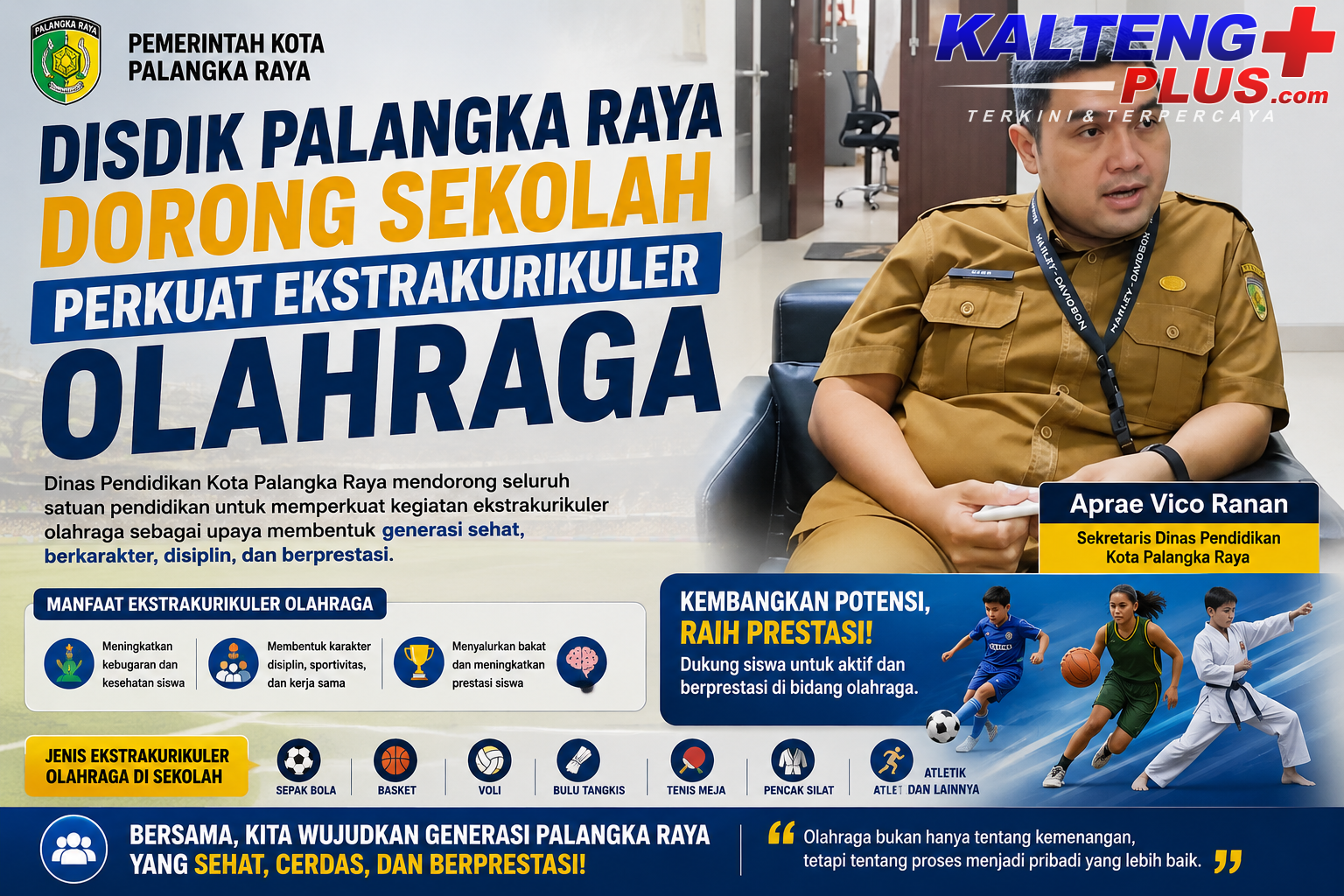 Disdik Palangka Raya Dorong Sekolah Perkuat Ekstrakurikuler Olahraga