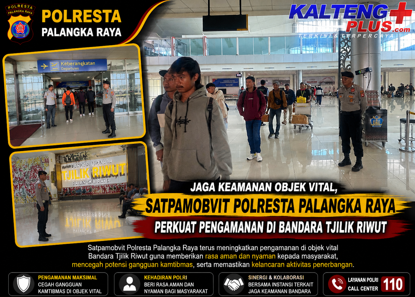 Jaga Keamanan Objek Vital Satpamobvit Polresta Palangka Raya Perkuat Pengamanan di Bandara Tjilik Riwut