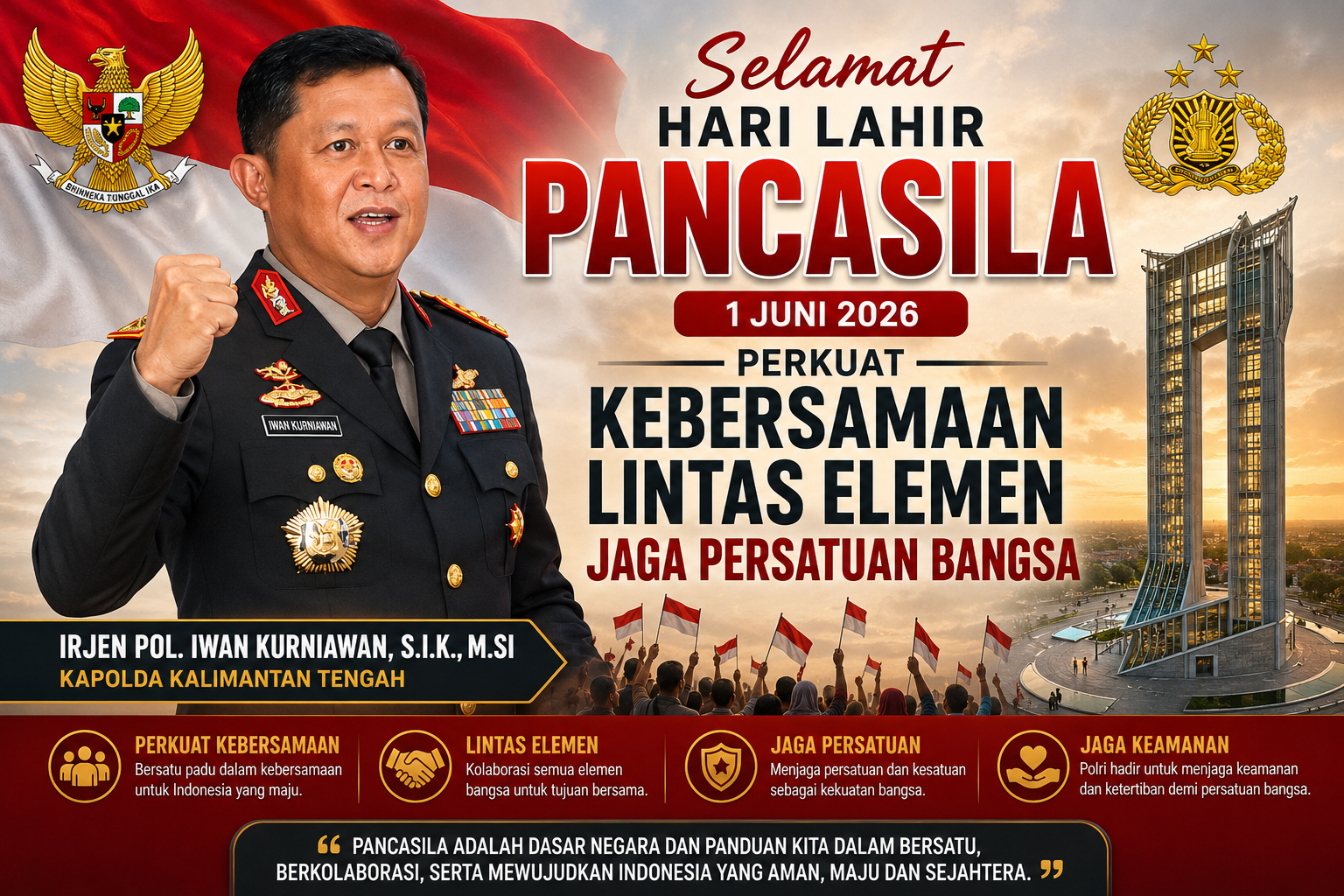 Kapolda Kalimantan Tengah Iwan Kurniawan S.I.K. M.Si Perkuat Kebersamaan Lintas Elemen Jaga Persatuan Bangsa