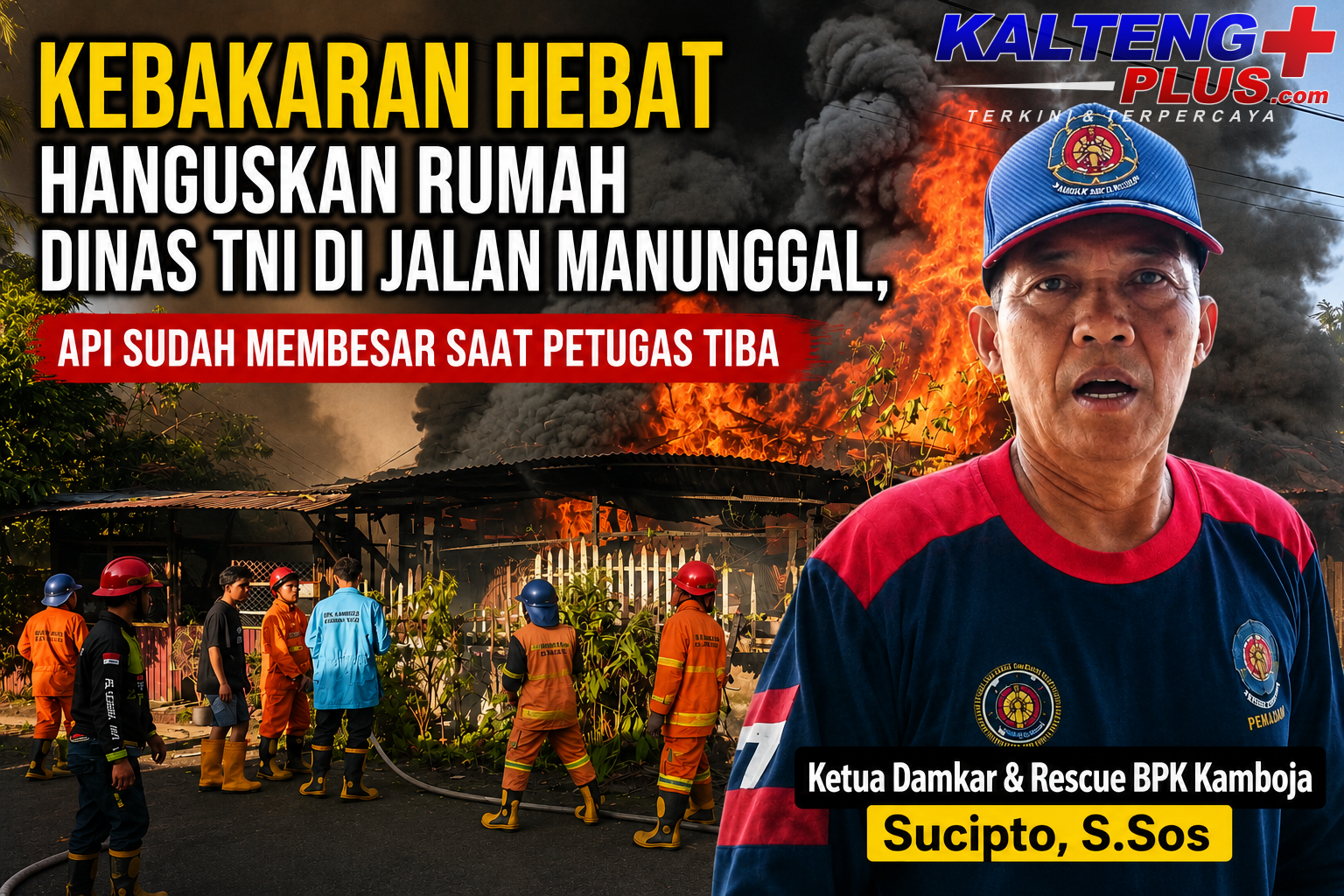Kebakaran Hebat Hanguskan Rumah Dinas TNI di Jalan Manunggal Api Sudah Membesar Saat Petugas Tiba 2