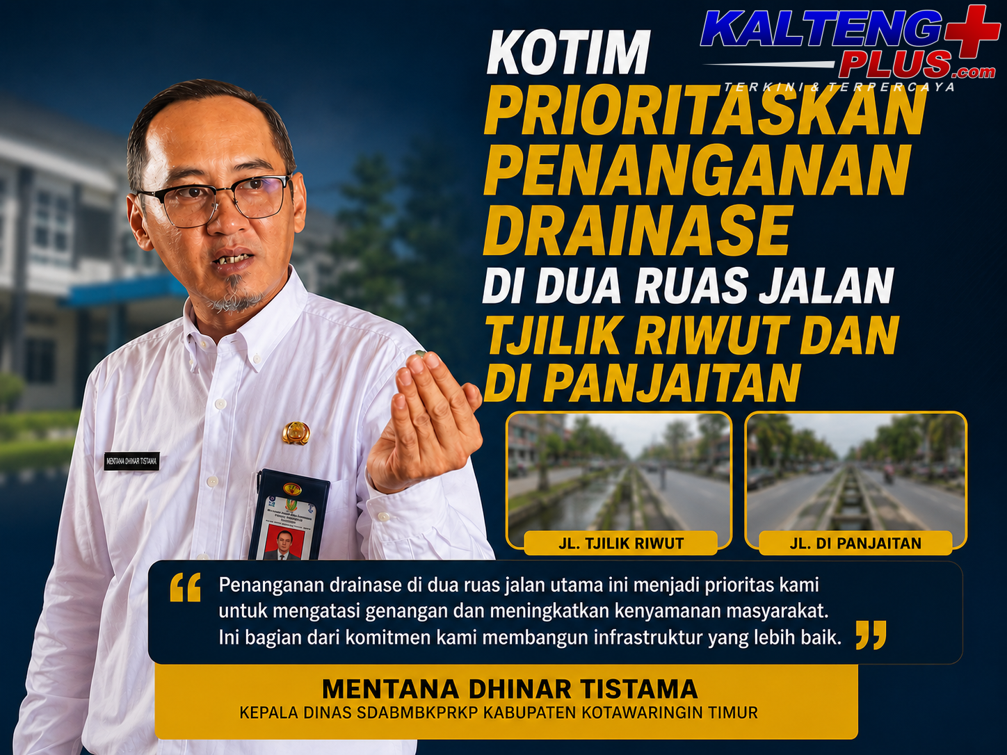 Kotim Prioritaskan Penanganan Drainase di Dua Ruas Jalan Utama Kota Sampit