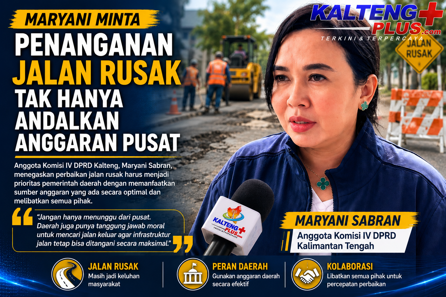 Maryani Minta Penanganan Jalan Rusak Tak Hanya Andalkan Anggaran Pusat