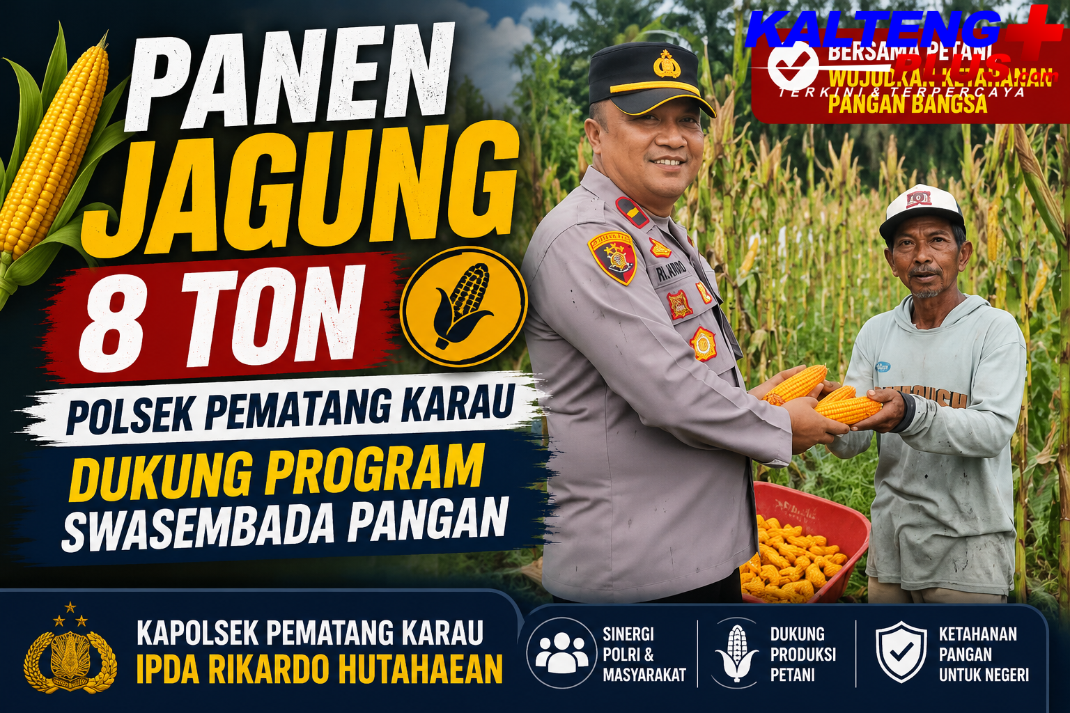 Panen Jagung 8 Ton Polsek Pematang Karau Dukung Program Swasembada Pangan