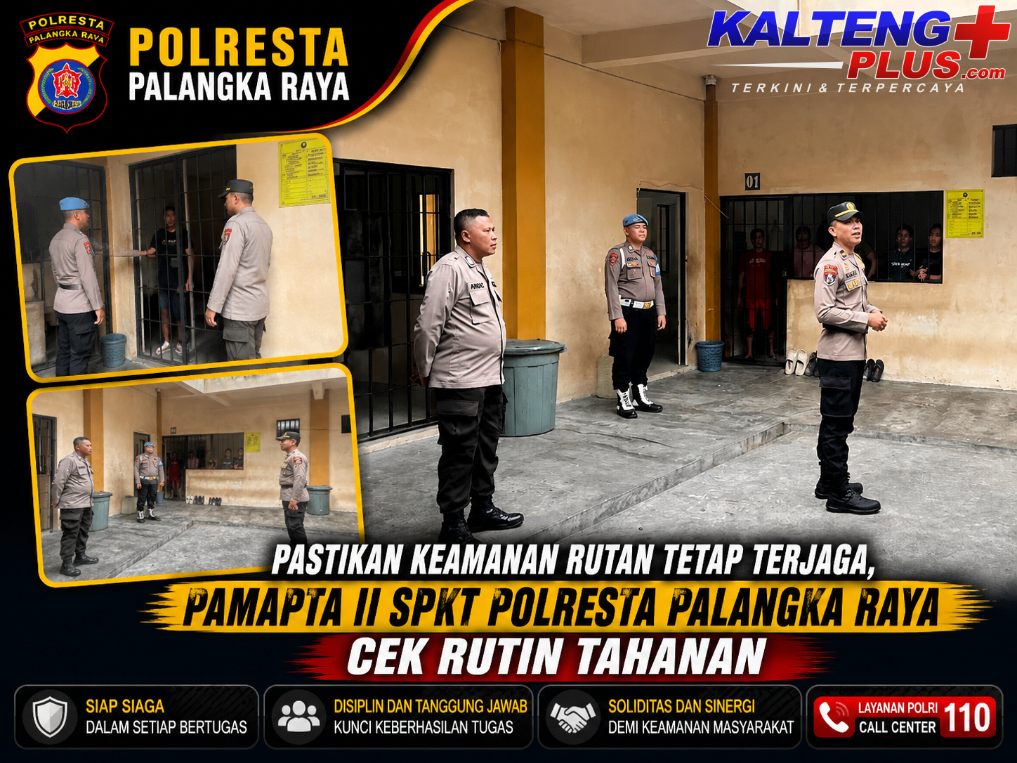 Pastikan Keamanan Rutan Tetap Terjaga Pamapta II SPKT Polresta Palangka Raya Cek Rutin Tahanan
