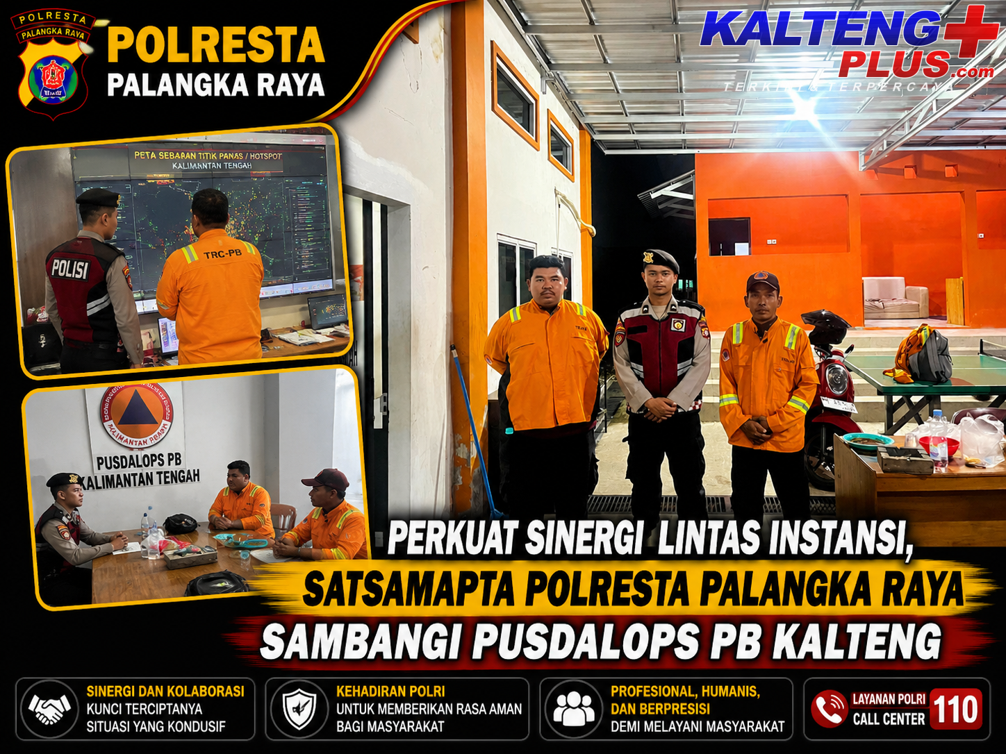 Perkuat Sinergi Lintas Instansi Satsamapta Polresta Palangka Raya Sambangi Pusdalops PB Kalteng