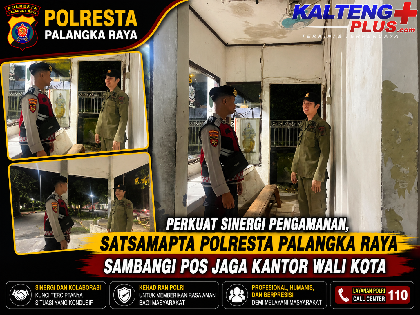 Perkuat Sinergi Pengamanan Satsamapta Polresta Palangka Raya Sambangi Pos Jaga Kantor Wali Kota