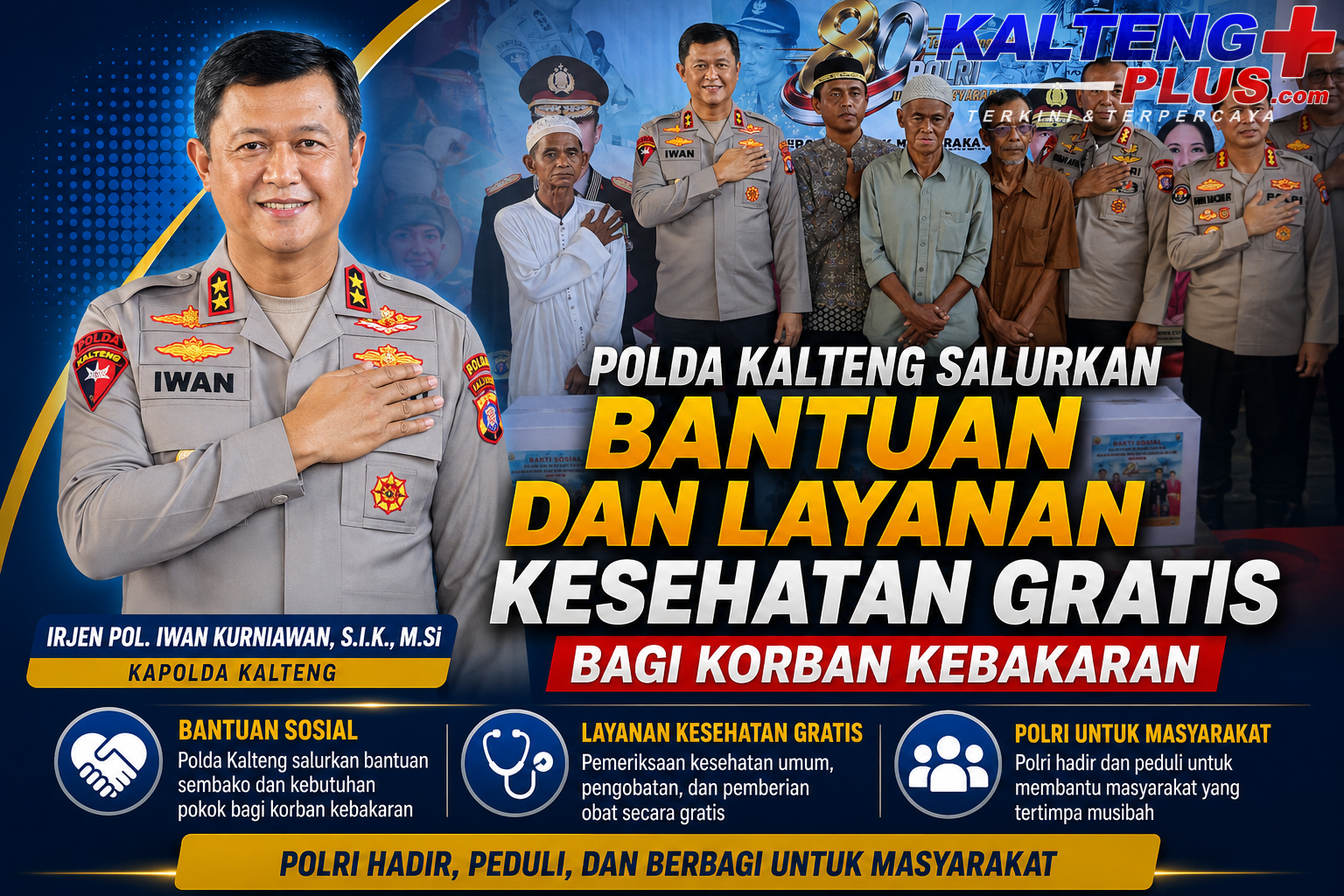 Polda Kalteng Salurkan Bantuan dan Layanan Kesehatan Gratis bagi Korban Kebakaran