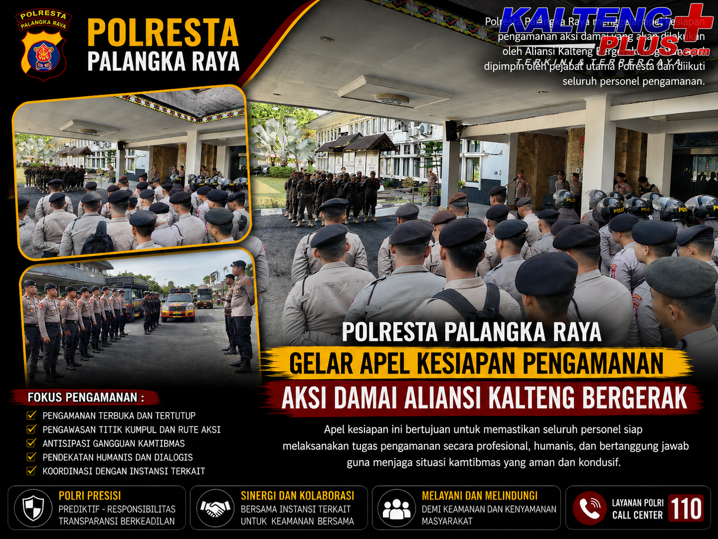 Polresta Palangka Raya Gelar Apel Kesiapan Pengamanan Aksi Damai Aliansi Kalteng Bergerak