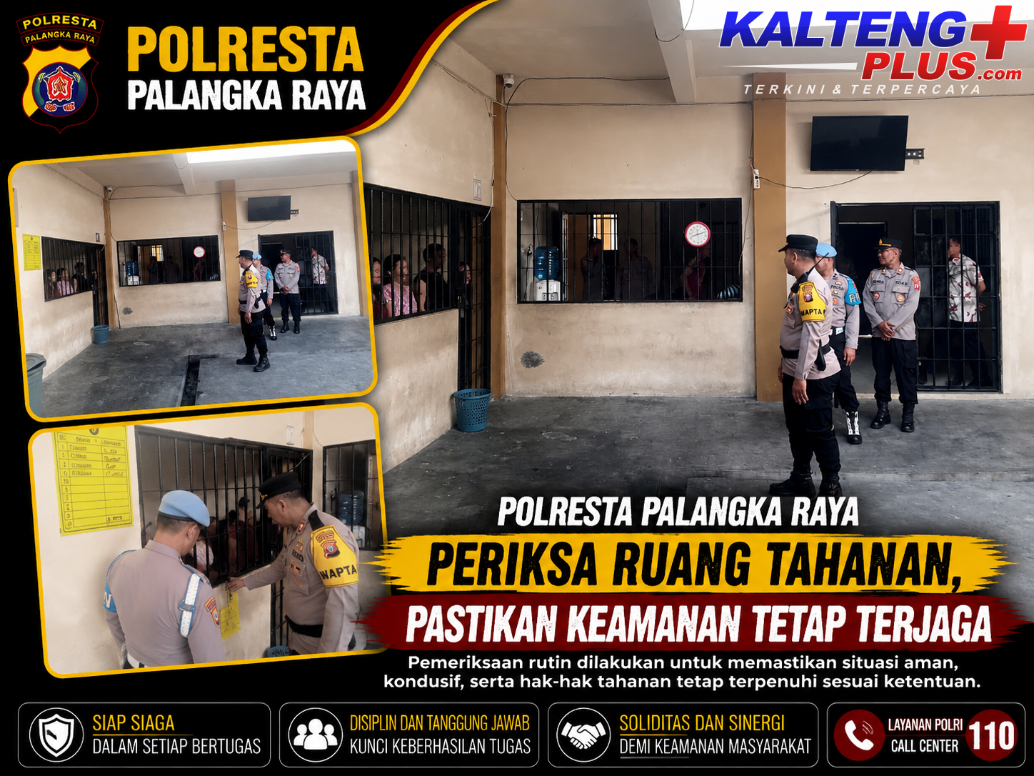 Polresta Palangka Raya Periksa Ruang Tahanan Pastikan Keamanan Tetap Terjaga