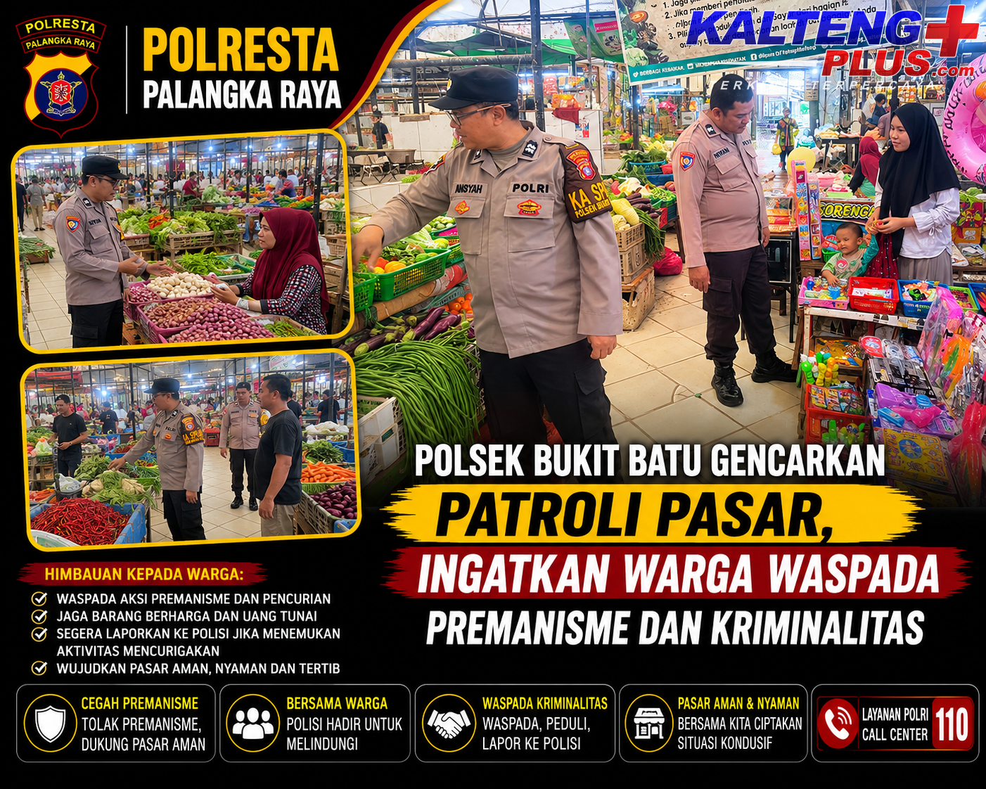 Polsek Bukit Batu Gencarkan Patroli Pasar Ingatkan Warga Waspada Premanisme dan Kriminalitas