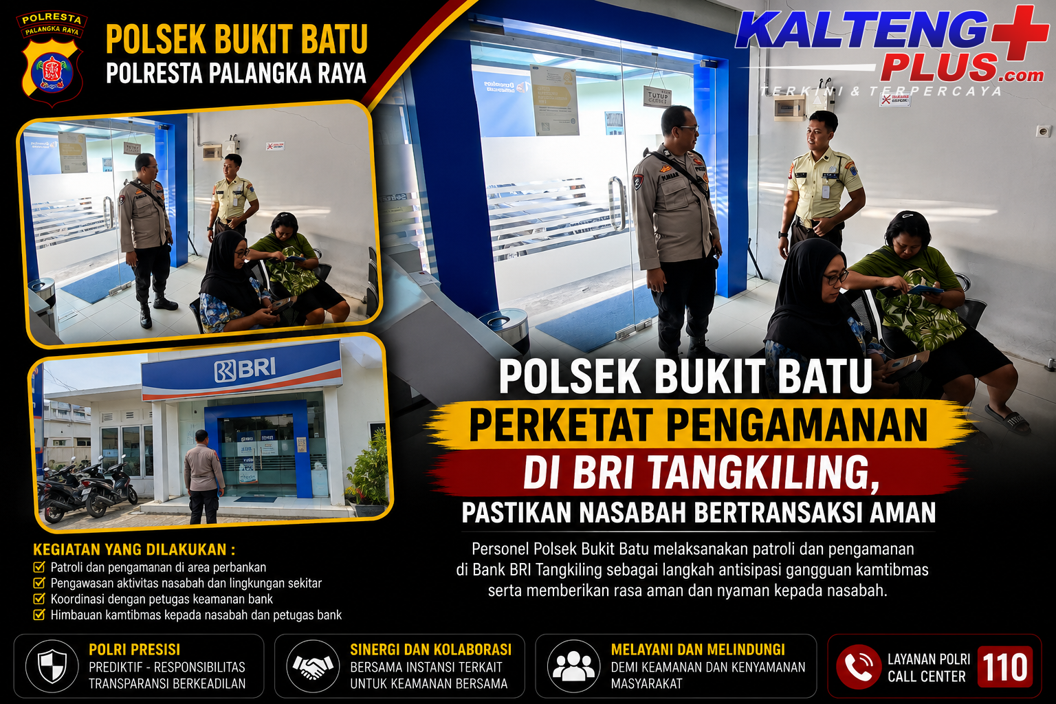 Polsek Bukit Batu Perketat Pengamanan di BRI Tangkiling Pastikan Nasabah Bertransaksi Aman