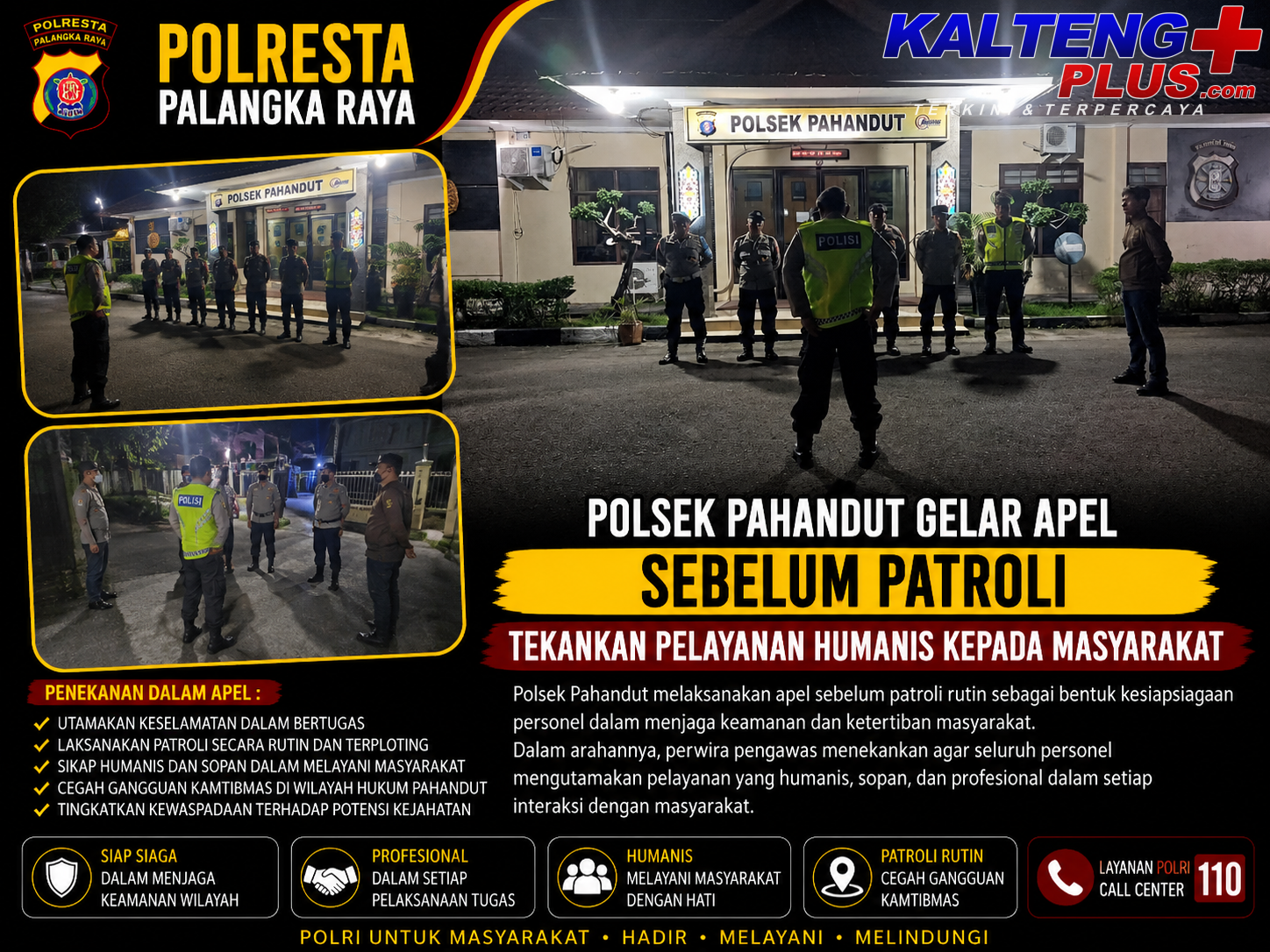 Polsek Pahandut Gelar Apel Sebelum Patroli Tekankan Pelayanan Humanis kepada Masyarakat