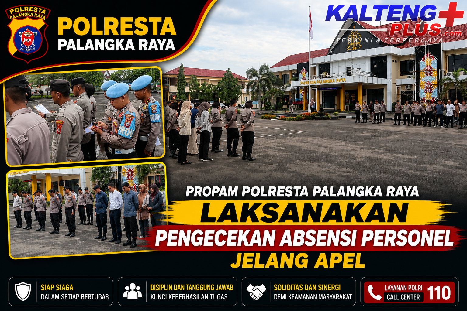 Propam Polresta Palangka Raya Laksanakan Pengecekan Absensi Personel Jelang Apel