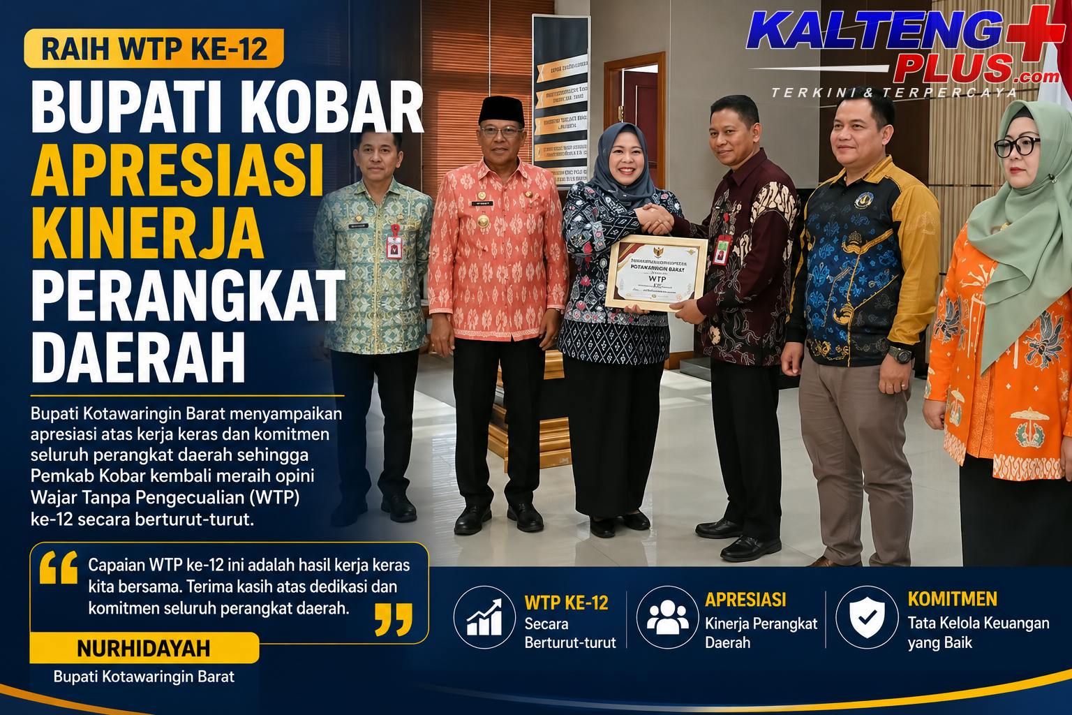 Raih WTP ke 12 Bupati Kobar Apresiasi Kinerja Perangkat Daerah