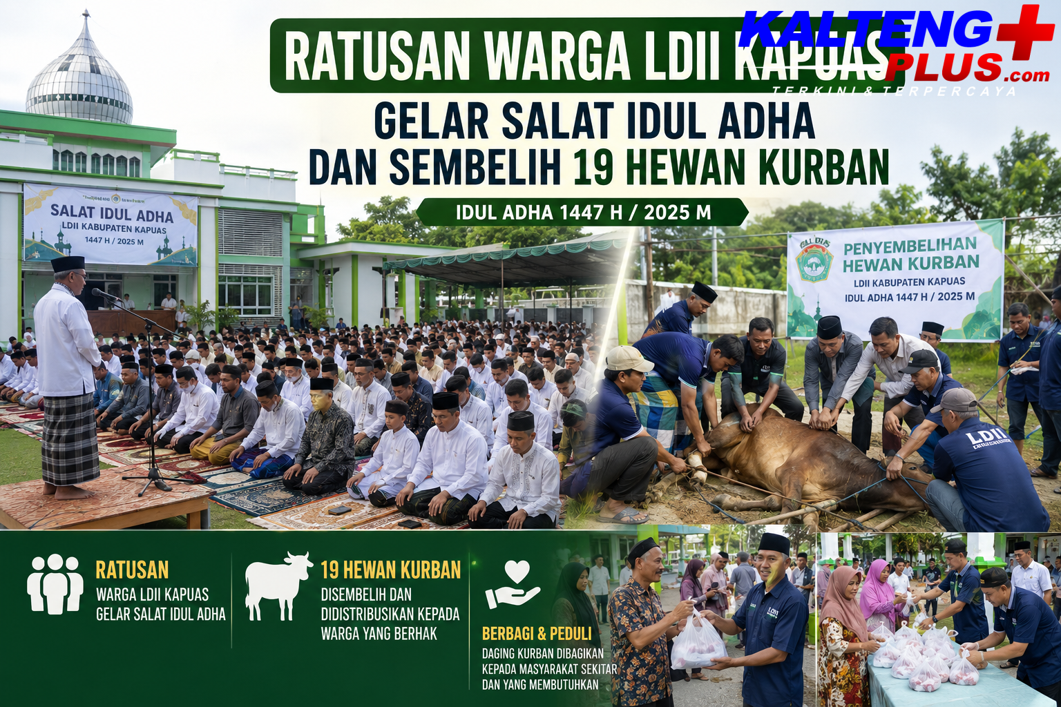 Ratusan Warga LDII Kapuas Gelar Salat Idul Adha dan Sembelih 19 Hewan Kurban