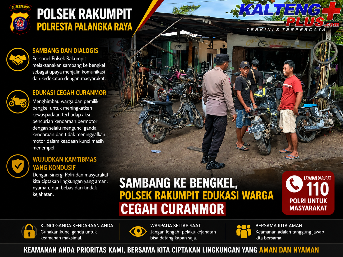Sambang ke Bengkel Polsek Rakumpit Edukasi Warga Cegah Curanmor