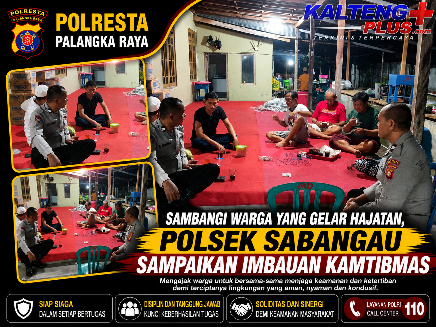 Sambangi Warga yang Gelar Hajatan Polsek Sabangau Sampaikan Imbauan Kamtibmas