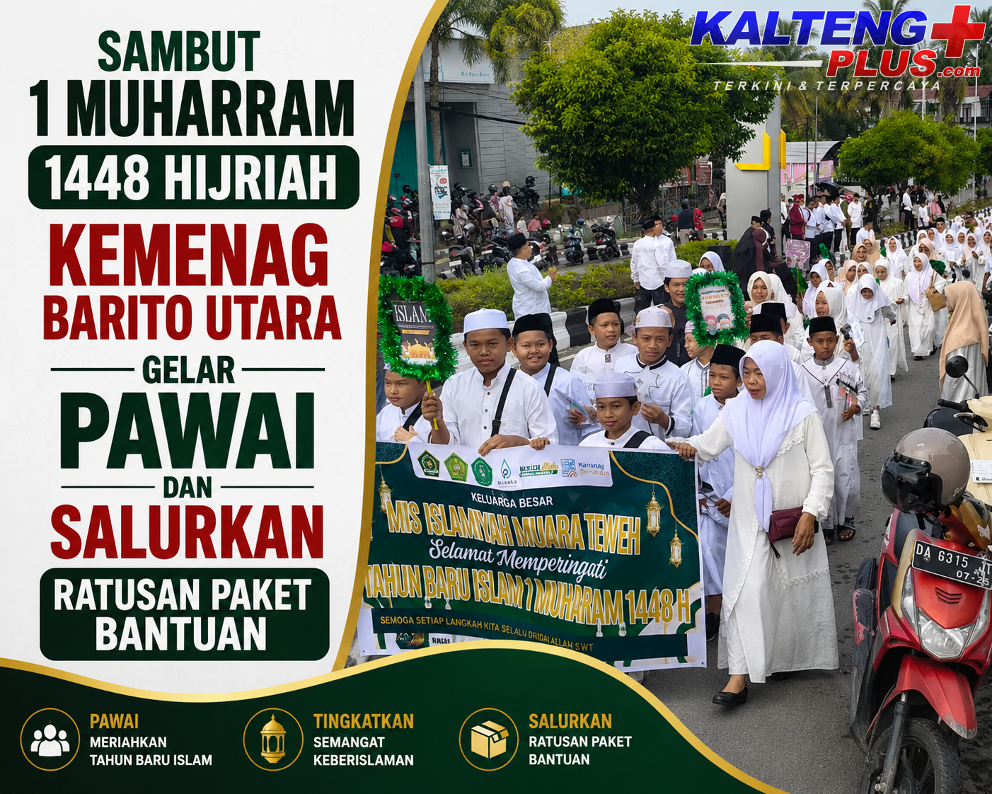 Sambut 1 Muharram 1448 Hijriah Kemenag Barito Utara Gelar Pawai dan Salurkan Ratusan Paket Bantuan