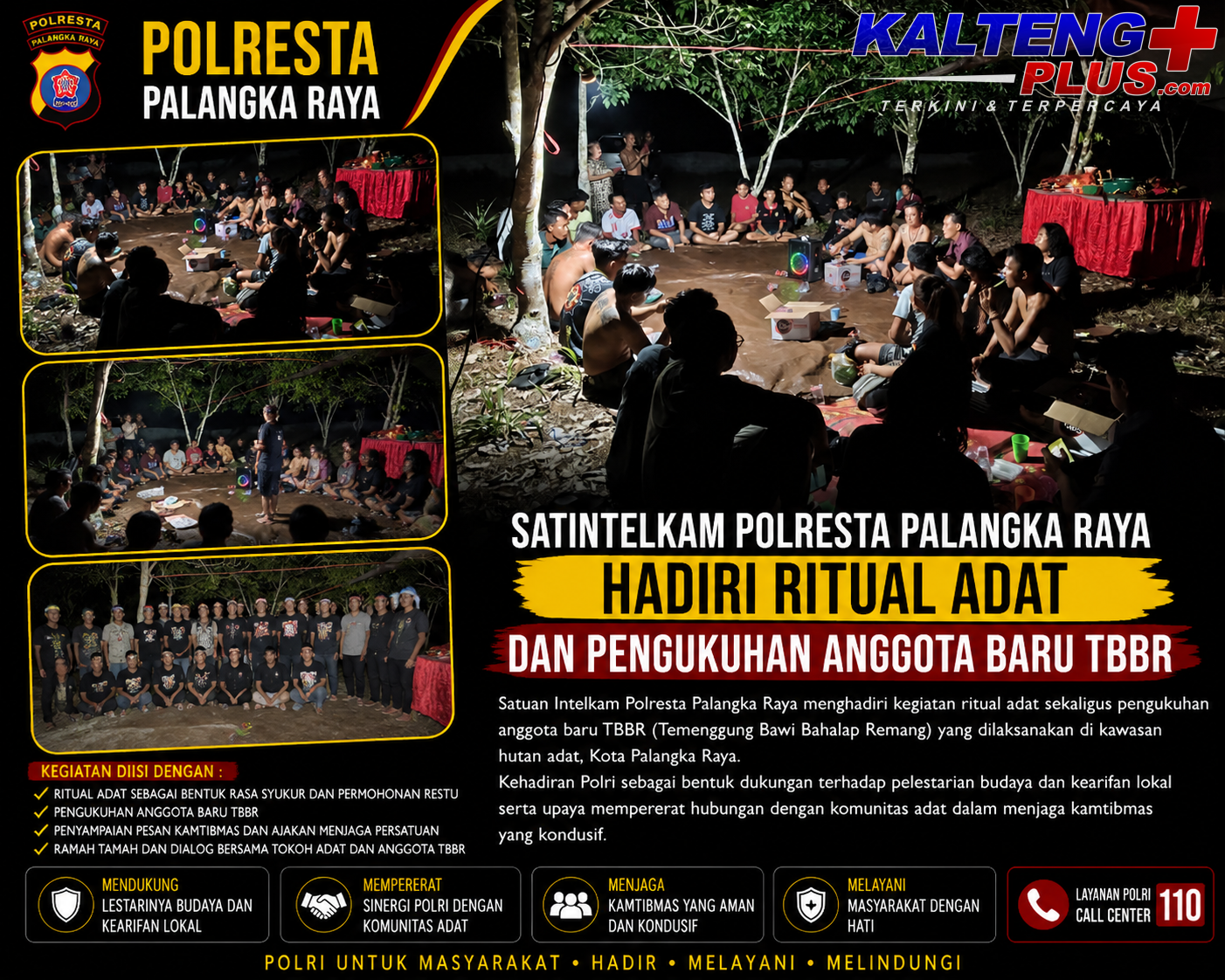 Satintelkam Polresta Palangka Raya Hadiri Ritual Adat dan Pengukuhan Anggota Baru TBBR