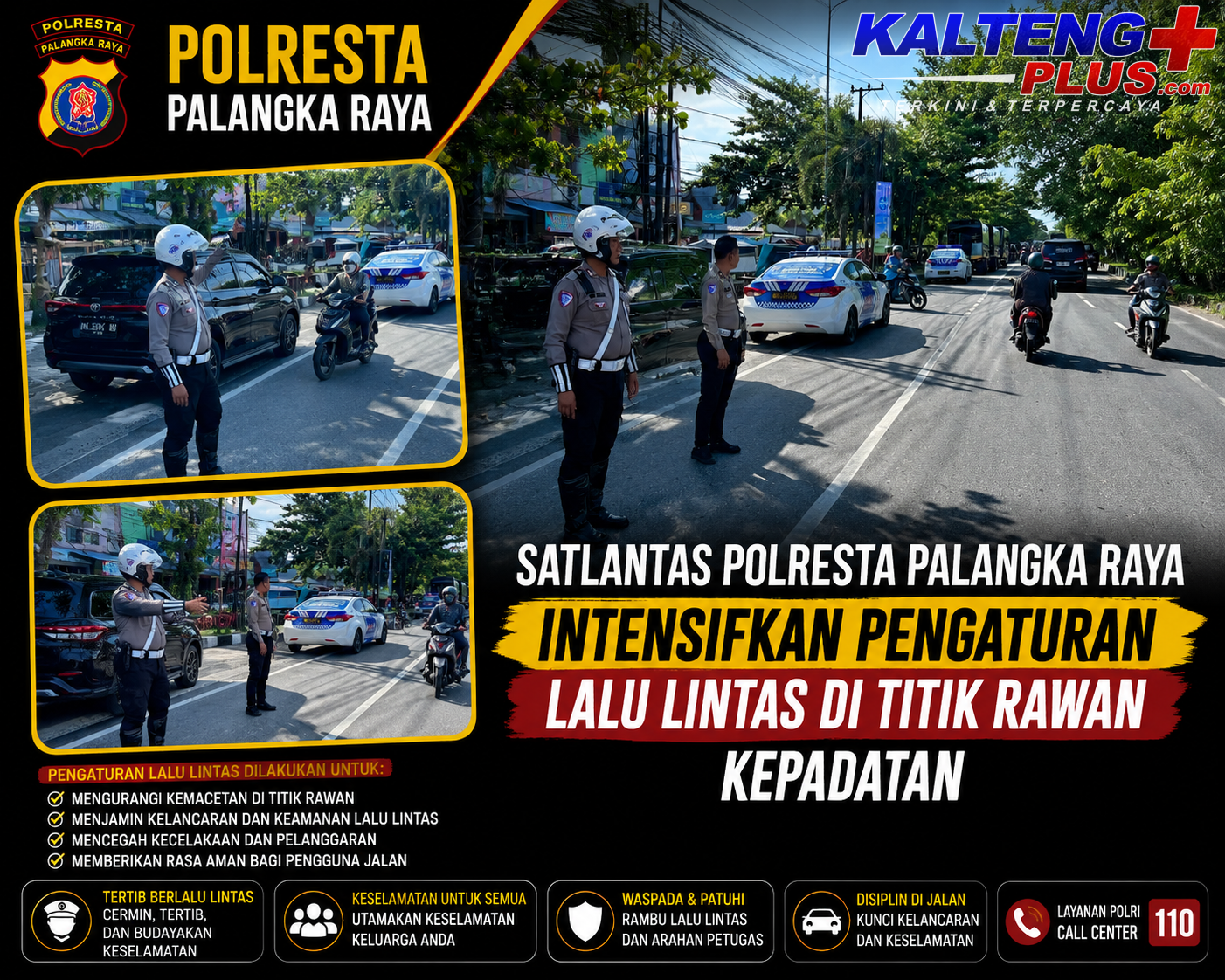 Satlantas Polresta Palangka Raya Intensifkan Pengaturan Lalu Lintas di Titik Rawan Kepadatan