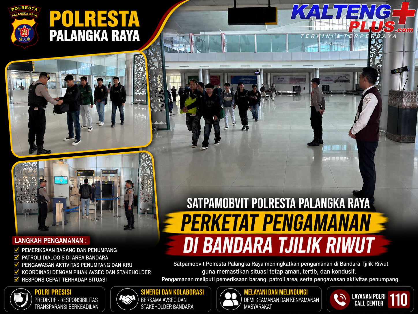 Satpamobvit Polresta Palangka Raya Perketat Pengamanan di Bandara Tjilik Riwut