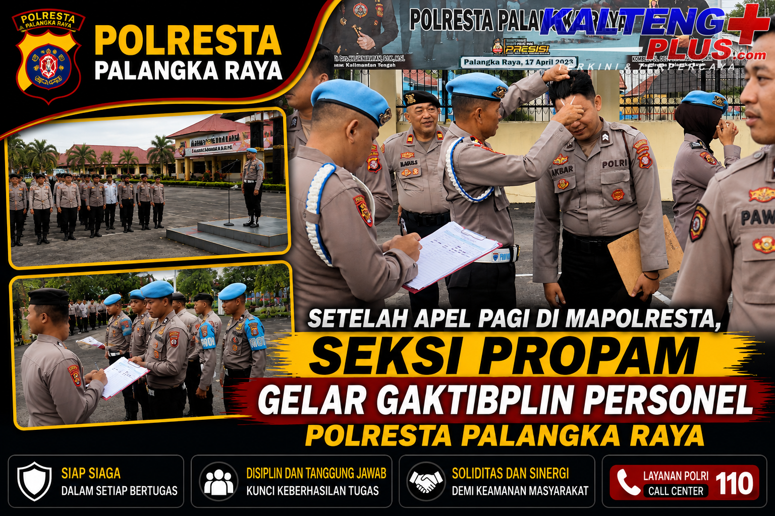 Setelah Apel Pagi di Mapolresta Seksi Propam Gelar Gaktibplin Personel Polresta Palangka Raya