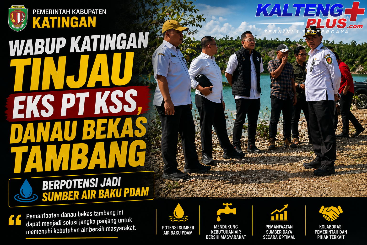 Wabup Katingan Tinjau Eks PT KSS Danau Bekas Tambang Berpotensi Jadi Sumber Air Baku PDAM