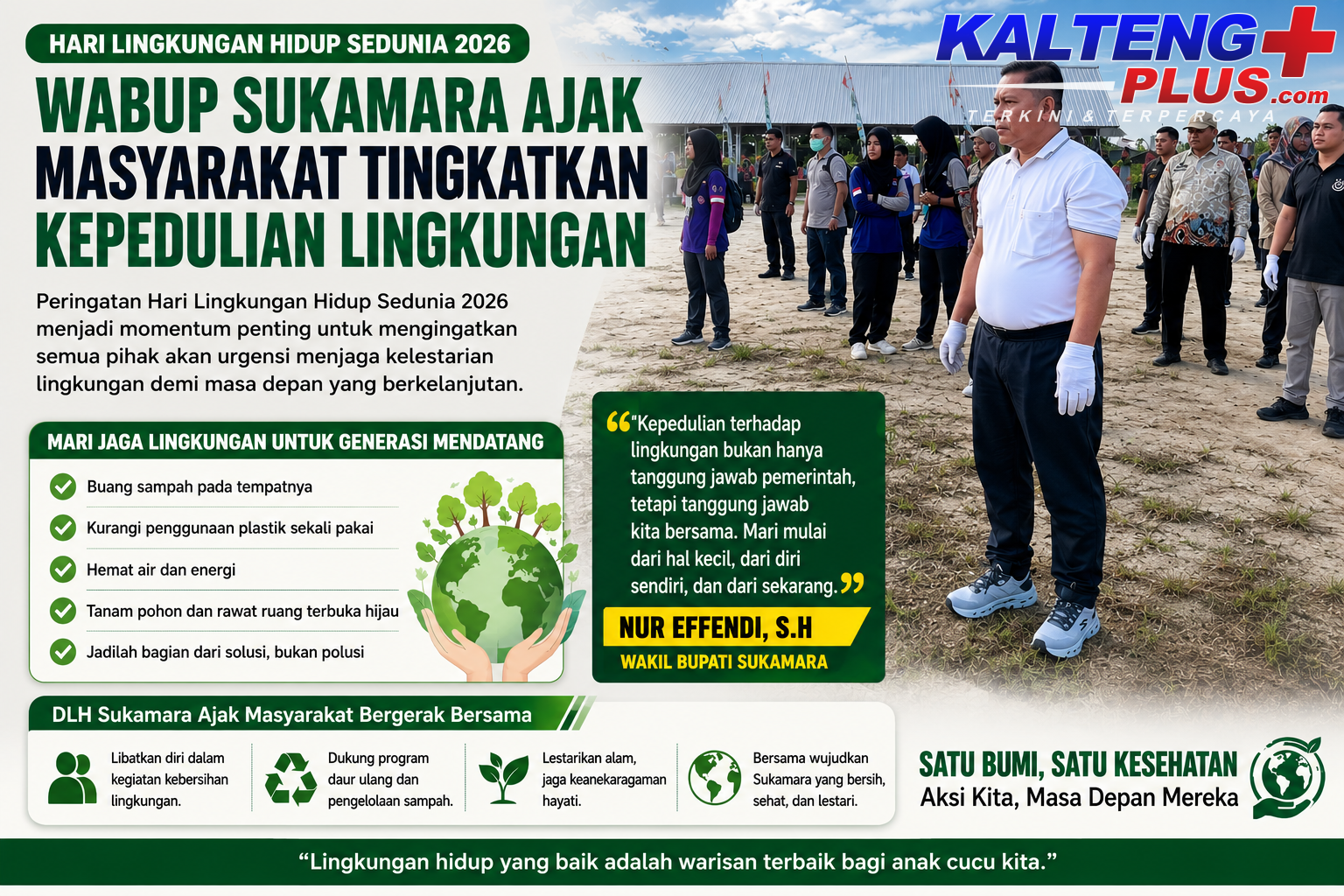 Wabup Sukamara Ajak Masyarakat Tingkatkan Kepedulian Lingkungan pada Hari Lingkungan Hidup Sedunia 2026