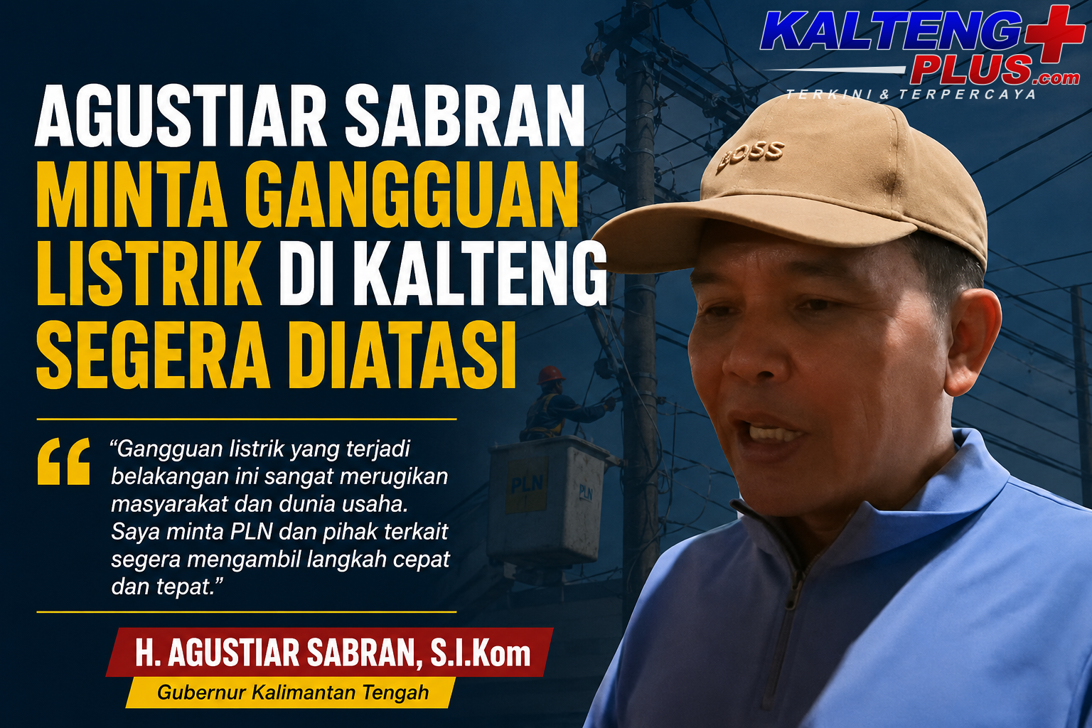 agustiar sabran minta gangguan listrik di kalteng segera diatasi