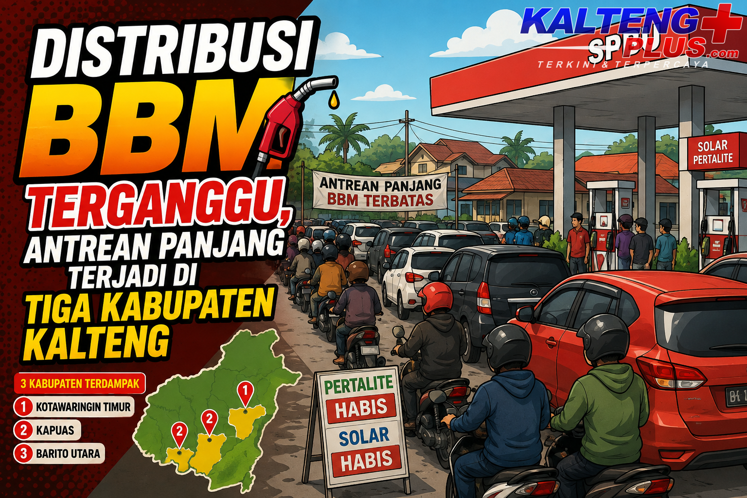 antrean bbm terjadi di tiga kabupaten kalteng pemda dan dprd bergerak cari solusi