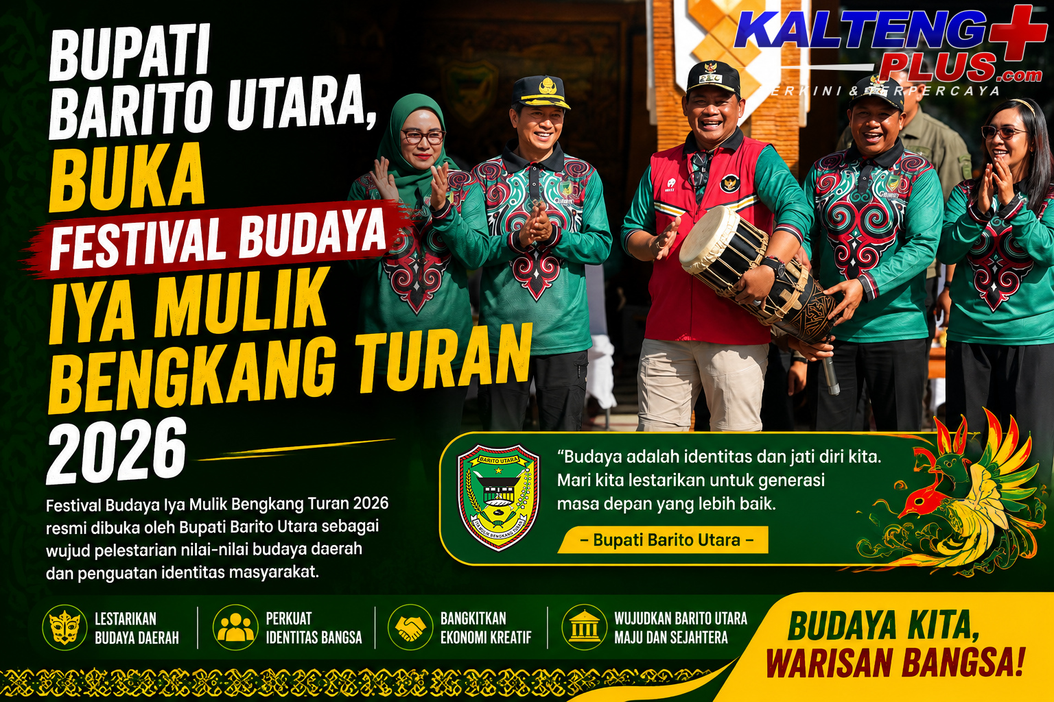 bupati barito utara buka festival budaya iya mulik bengkang turan 2026