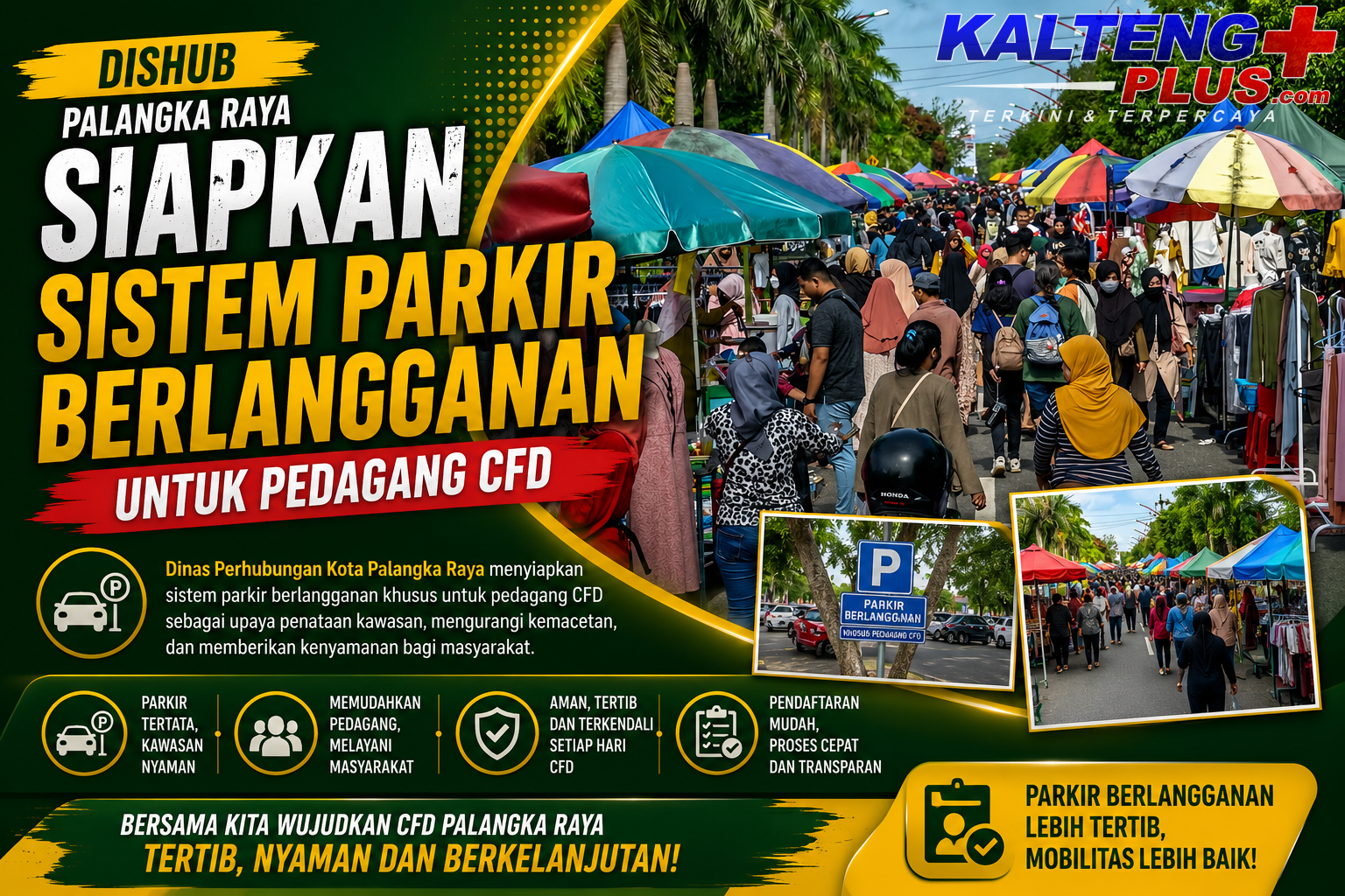 dishub palangka raya siapkan sistem parkir berlangganan untuk pedagang cfd
