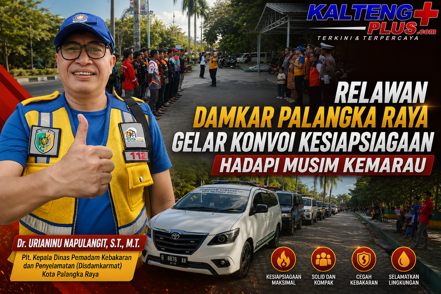 forum relawan damkar palangka raya gelar konvoi kesiapsiagaan perkuat komitmen hadapi karhutla dan kebakaran permukiman