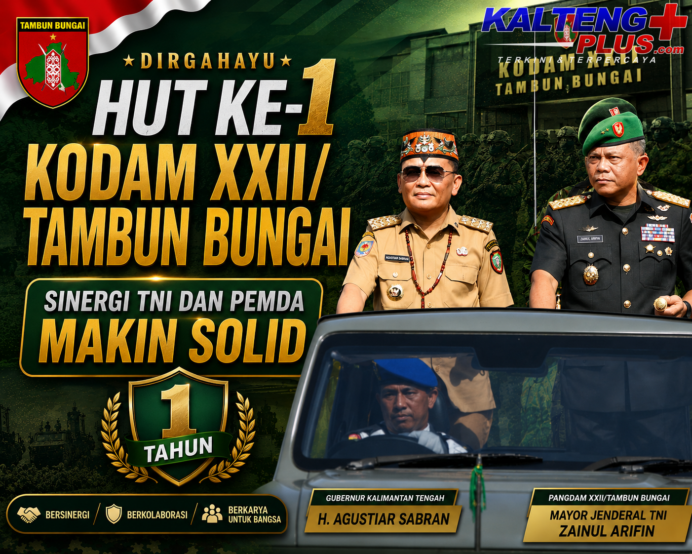 gubernur agustiar sabran dampingi pangdam xxiitambun bungai pada hut ke 1
