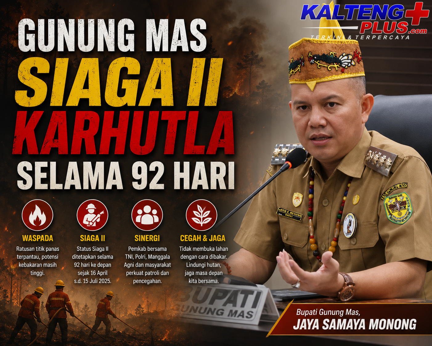 gunung mas tetapkan status siaga ii karhutla selama 92 hari