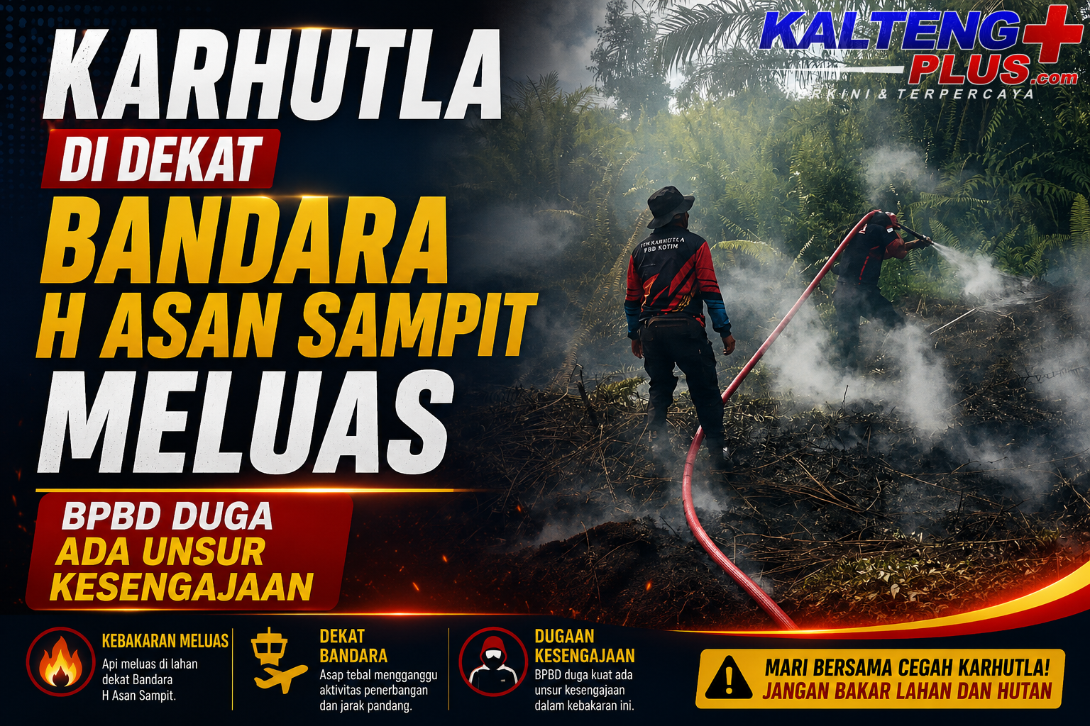 karhutla di dekat bandara h asan sampit meluas bpbd duga ada unsur kesengajaan