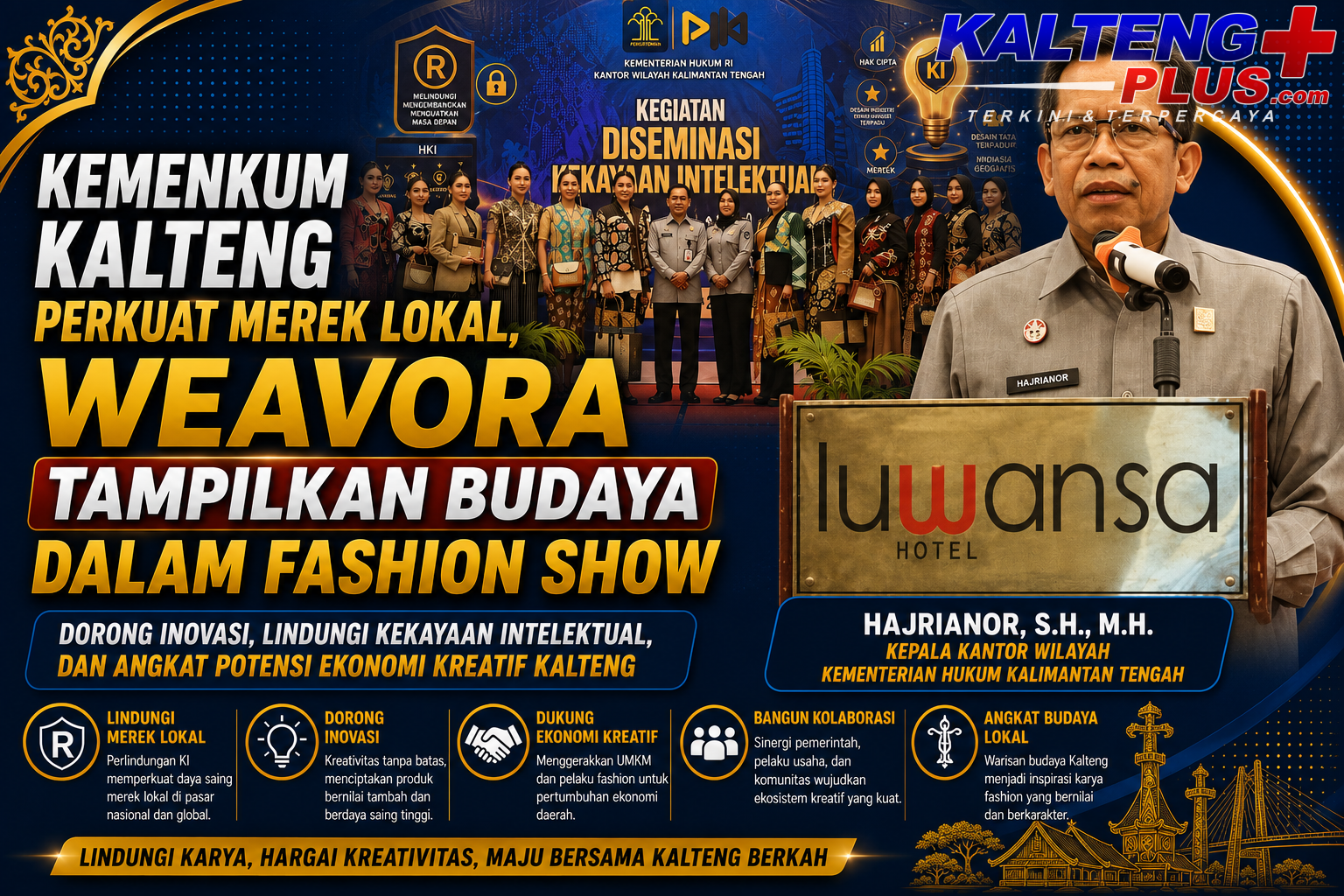 kemenkum kalteng perkuat pelindungan merek weavora tampilkan potensi produk lokal melalui fashion show