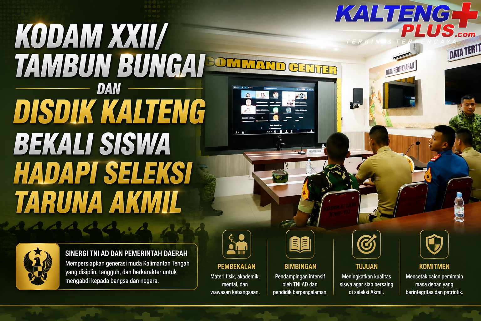kodam xxiitambun bungai dan disdik kalteng bekali siswa hadapi seleksi taruna akmil