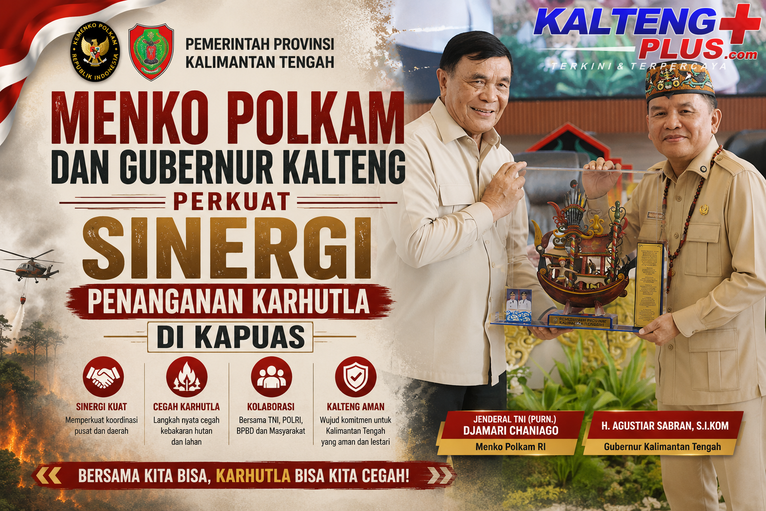 menko polkam dan gubernur kalteng perkuat sinergi penanganan karhutla di kapuas